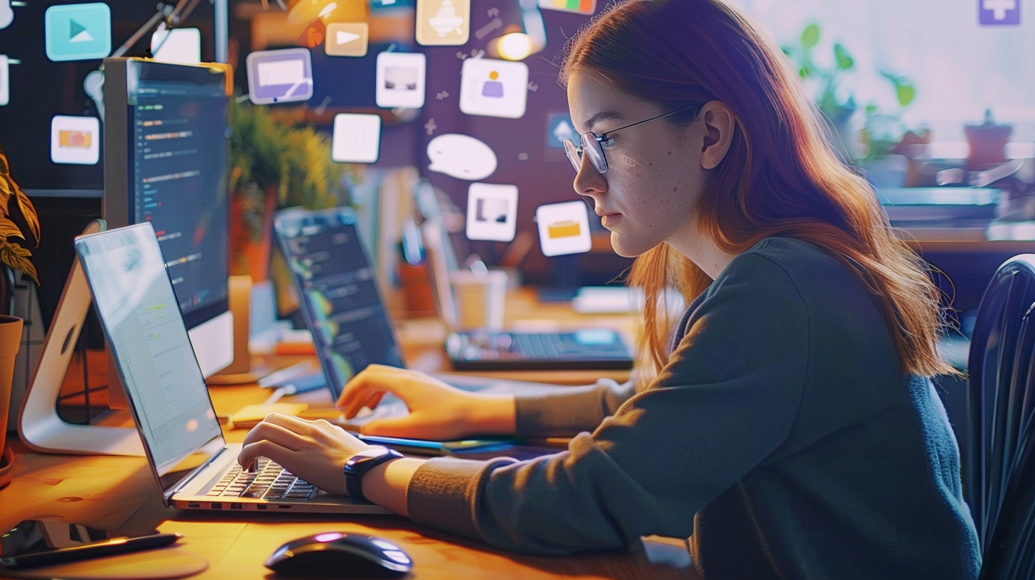 woman working in front of her computer